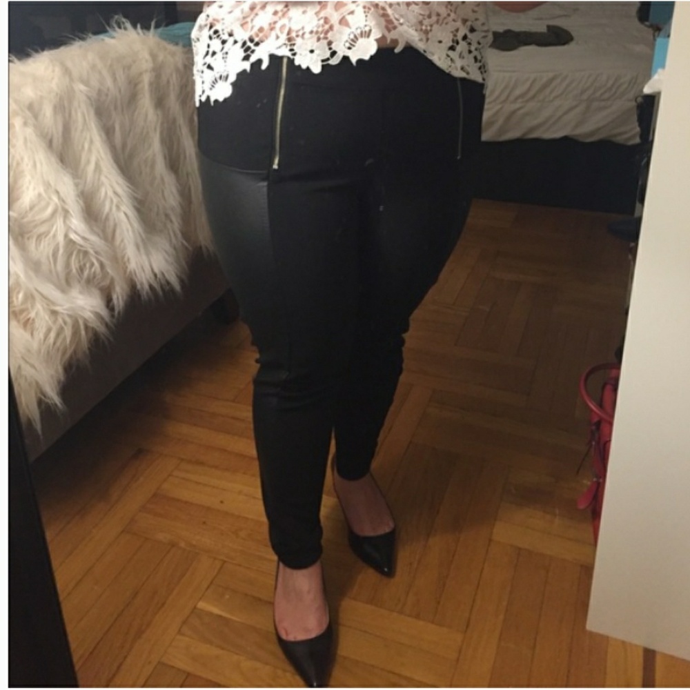 Forever 21 Plus Black Legging w Faux Leather - 20